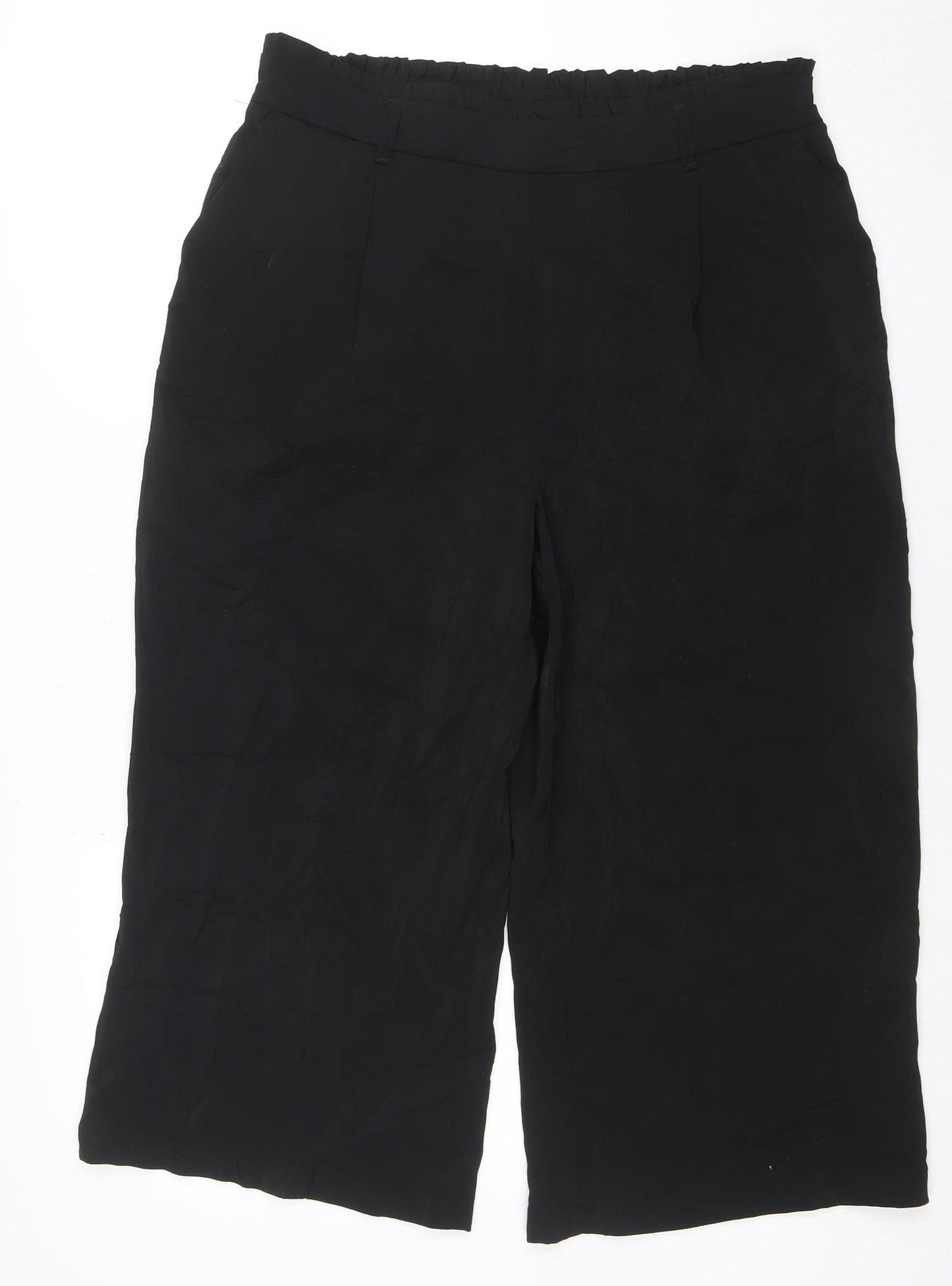 New Look Women's Black Size 14 Wide-Leg Trousers Polyester