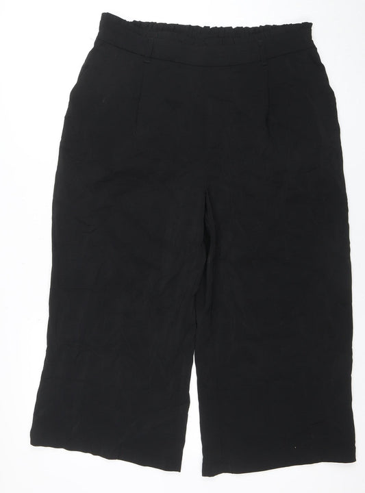 New Look Women's Black Size 14 Wide-Leg Trousers Polyester