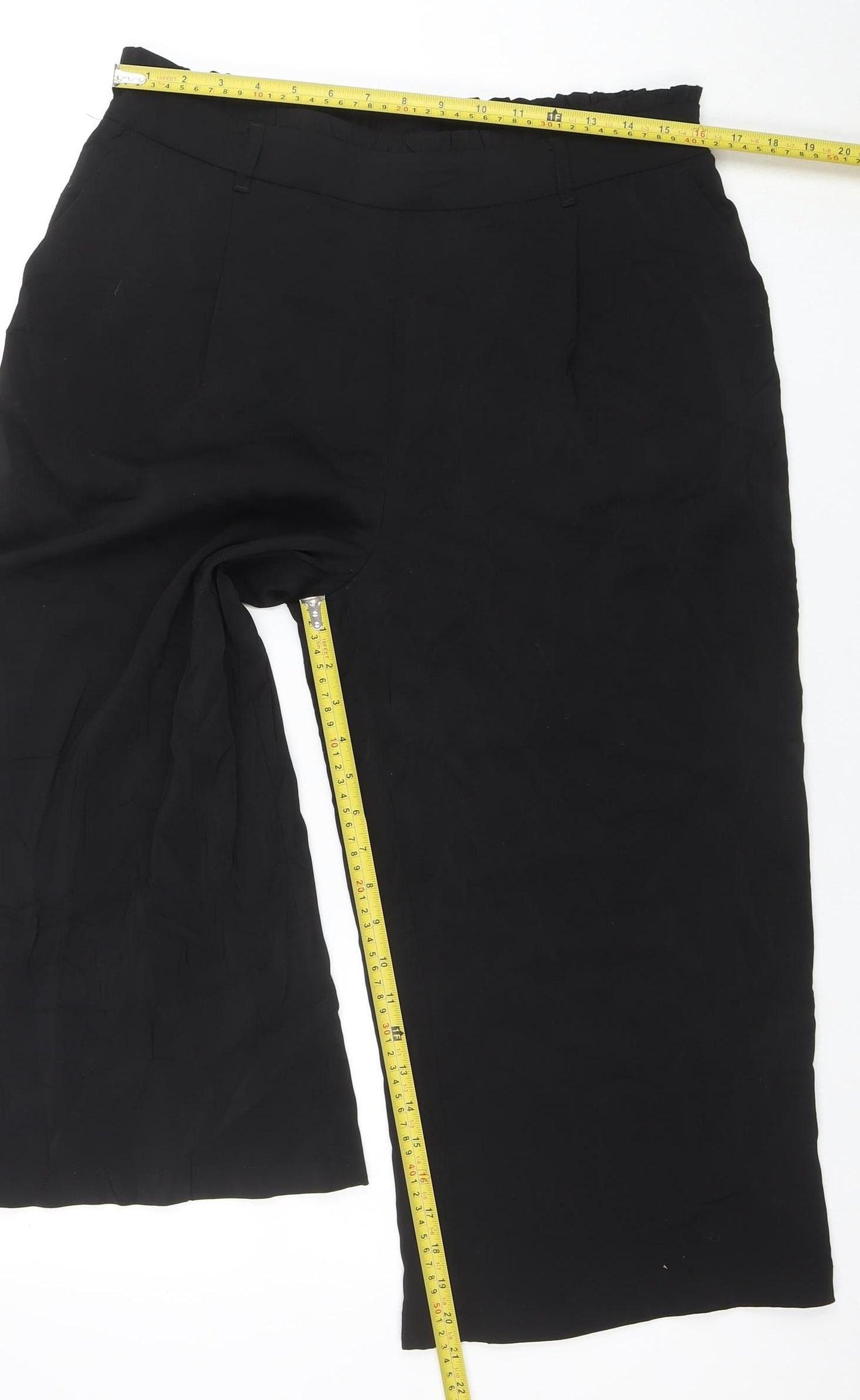 New Look Women's Black Size 14 Wide-Leg Trousers Polyester