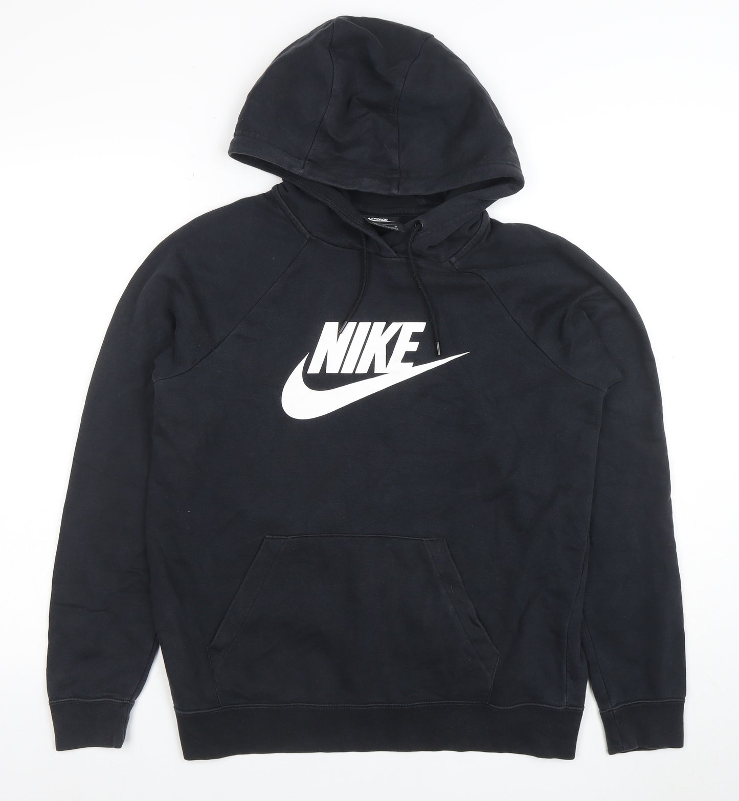 Nike Womens Black Pullover Hoodie Medium Cotton Blend Logo Print