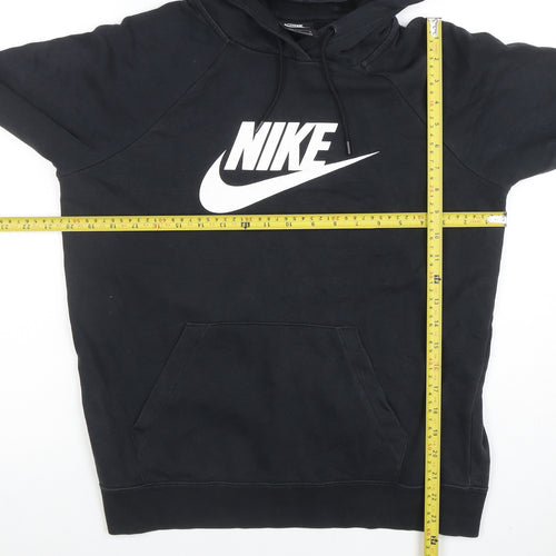 Nike Womens Black Pullover Hoodie Medium Cotton Blend Logo Print