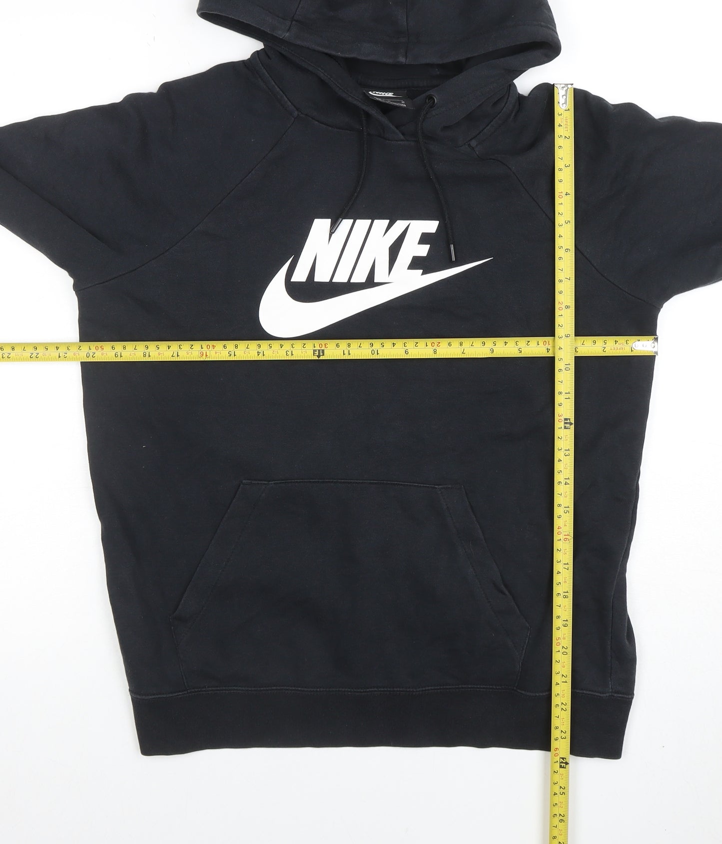 Nike Womens Black Pullover Hoodie Medium Cotton Blend Logo Print