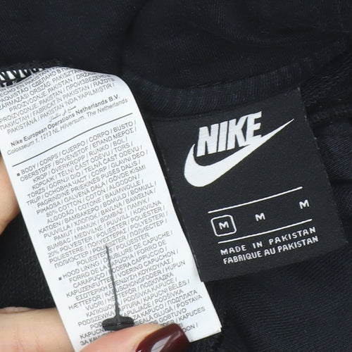 Nike Womens Black Pullover Hoodie Medium Cotton Blend Logo Print