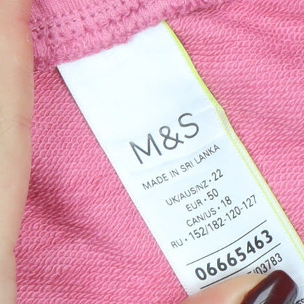 Marks and Spencer Women's Pink Jersey Drawstring Shorts Size 22