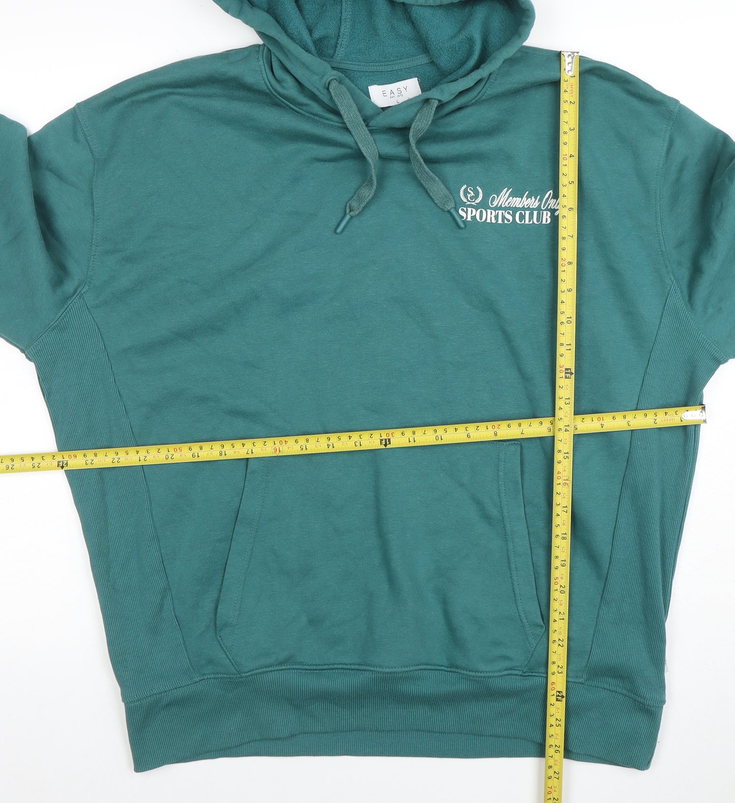 EASY Men's Green Pullover Hoodie Large Sports Club Logo