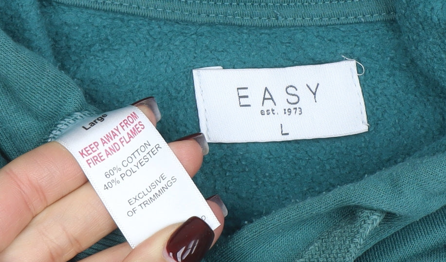 EASY Men's Green Pullover Hoodie Large Sports Club Logo