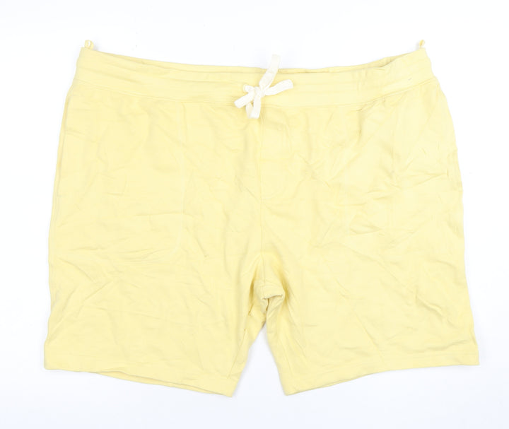 Marks and Spencer Men's Yellow 3XL Sweat Shorts with Drawstring Waist