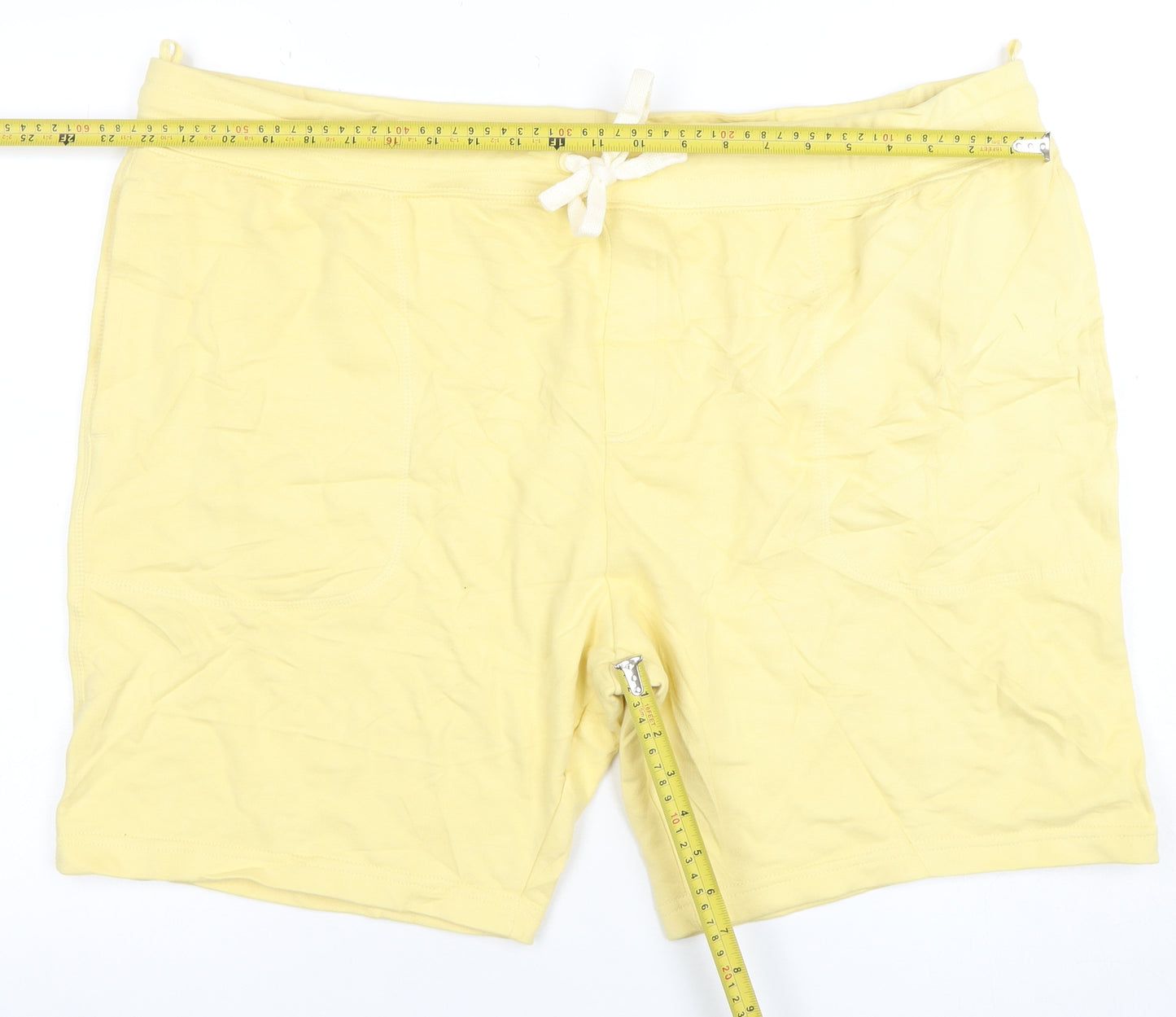 Marks and Spencer Men's Yellow 3XL Sweat Shorts with Drawstring Waist