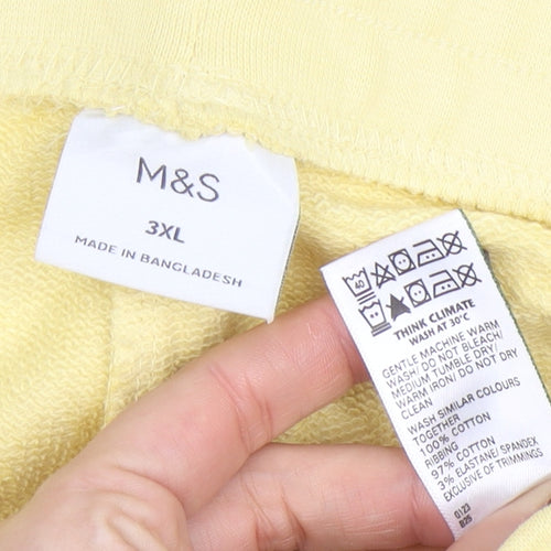 Marks and Spencer Men's Yellow 3XL Sweat Shorts with Drawstring Waist