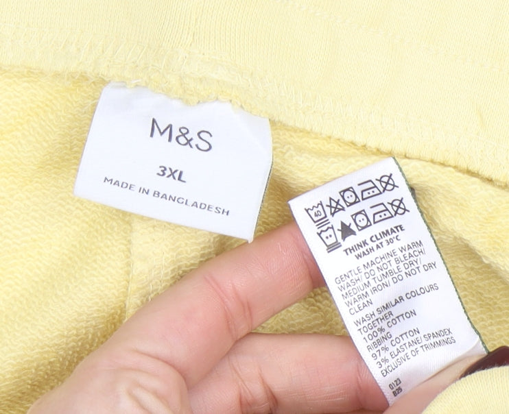 Marks and Spencer Men's Yellow 3XL Sweat Shorts with Drawstring Waist
