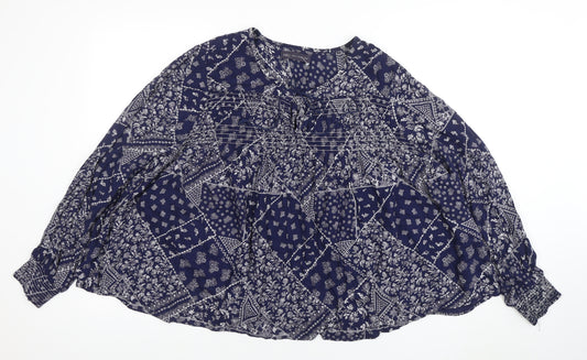 Marks and Spencer Women’s Blue Floral Bohemian Tunic Blouse Size 22
