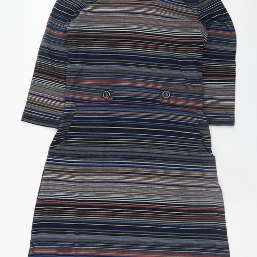 Roman Women’s Multicoloured Stripe Shift Dress Size 12 3/4 Sleeve Knit
