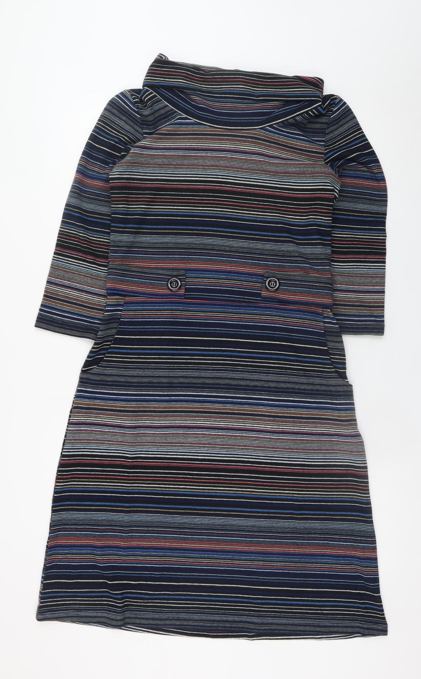 Roman Women’s Multicoloured Stripe Shift Dress Size 12 3/4 Sleeve Knit