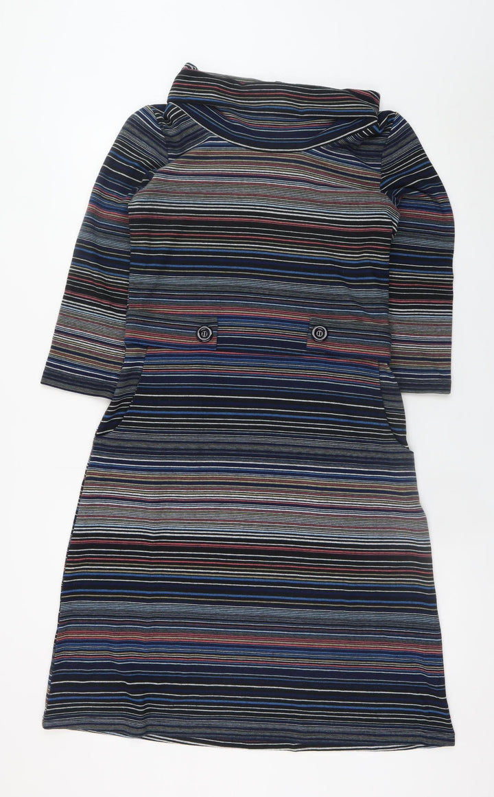 Roman Women’s Multicoloured Stripe Shift Dress Size 12 3/4 Sleeve Knit