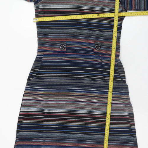 Roman Women’s Multicoloured Stripe Shift Dress Size 12 3/4 Sleeve Knit
