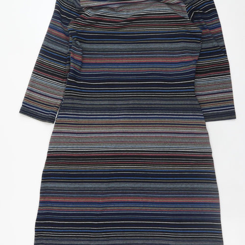 Roman Women’s Multicoloured Stripe Shift Dress Size 12 3/4 Sleeve Knit