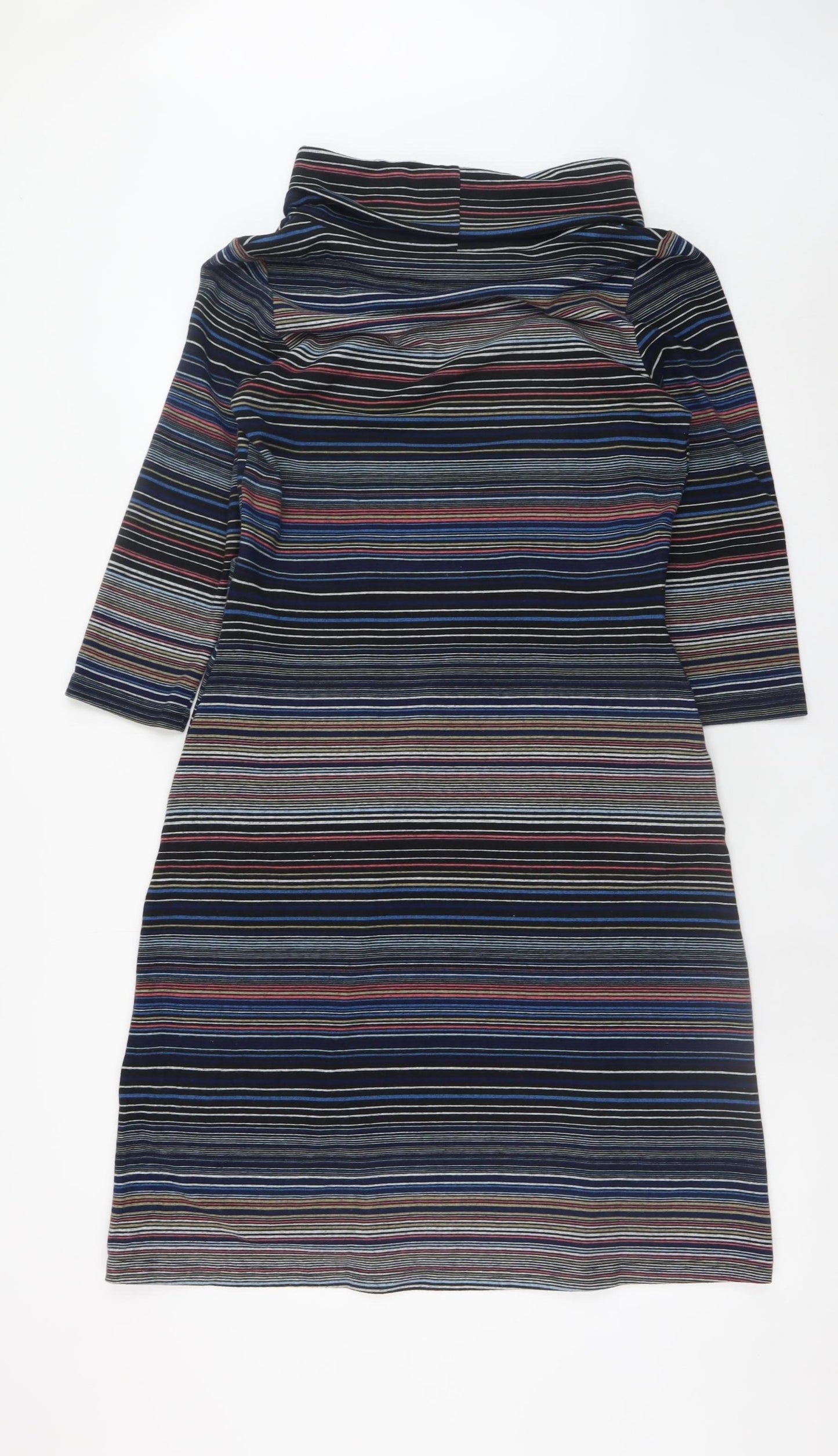 Roman Women’s Multicoloured Stripe Shift Dress Size 12 3/4 Sleeve Knit