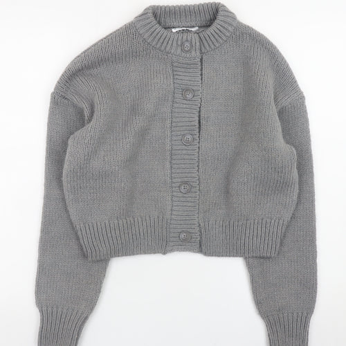 ASOS DESIGN Women Grey Chunky Knit Button Cardigan Size S
