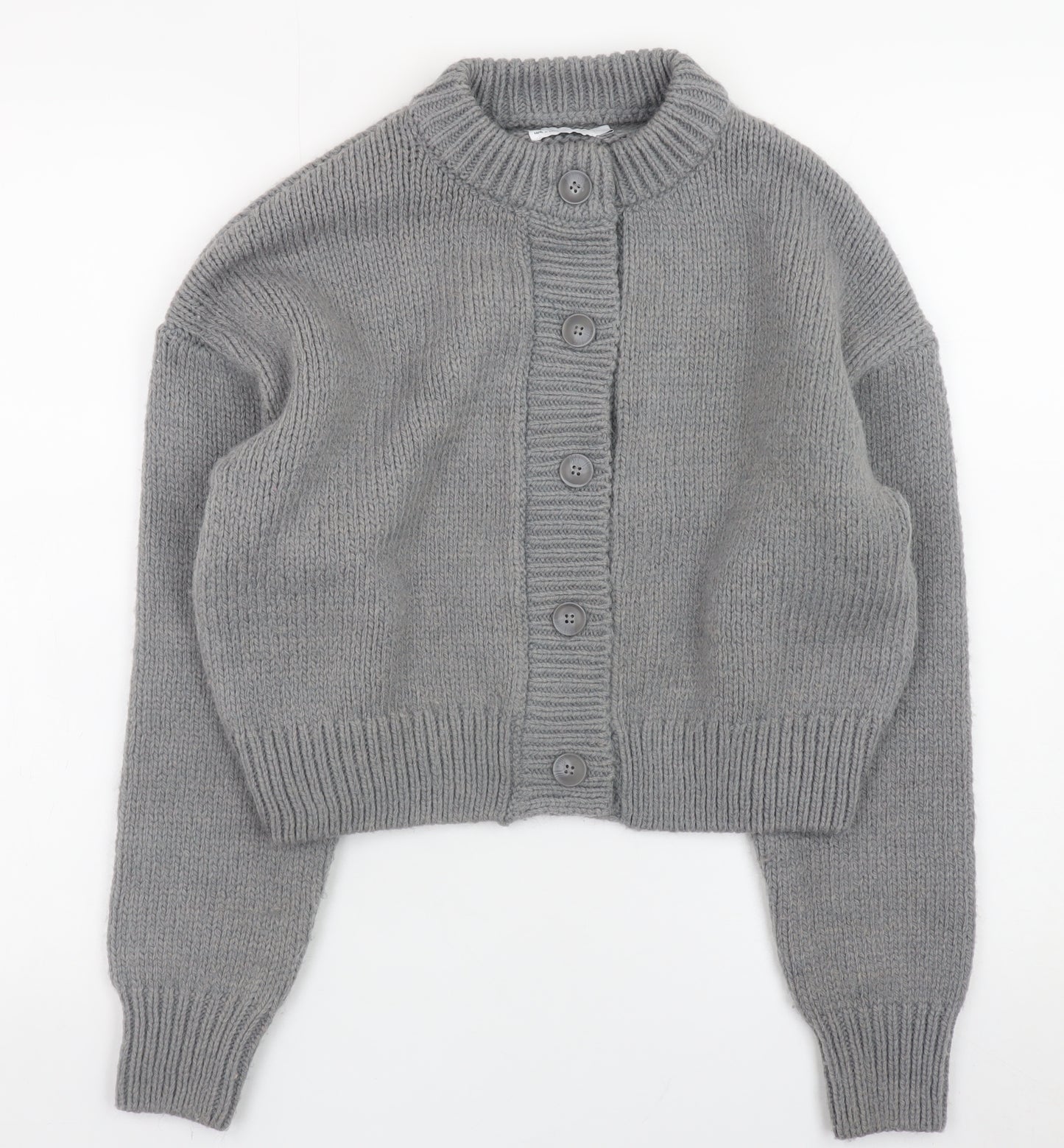 ASOS DESIGN Women Grey Chunky Knit Button Cardigan Size S