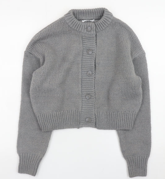 ASOS DESIGN Women Grey Chunky Knit Button Cardigan Size S