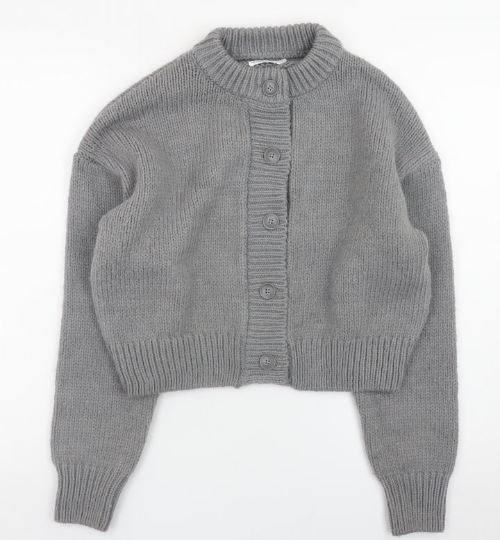 ASOS DESIGN Women Grey Chunky Knit Button Cardigan Size S