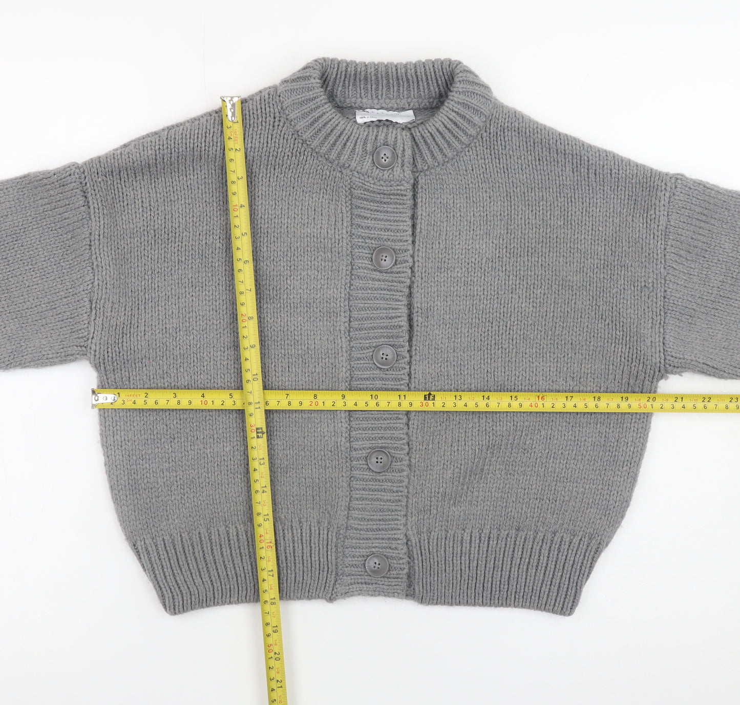 ASOS DESIGN Women Grey Chunky Knit Button Cardigan Size S