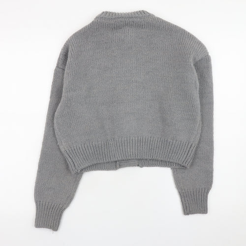 ASOS DESIGN Women Grey Chunky Knit Button Cardigan Size S