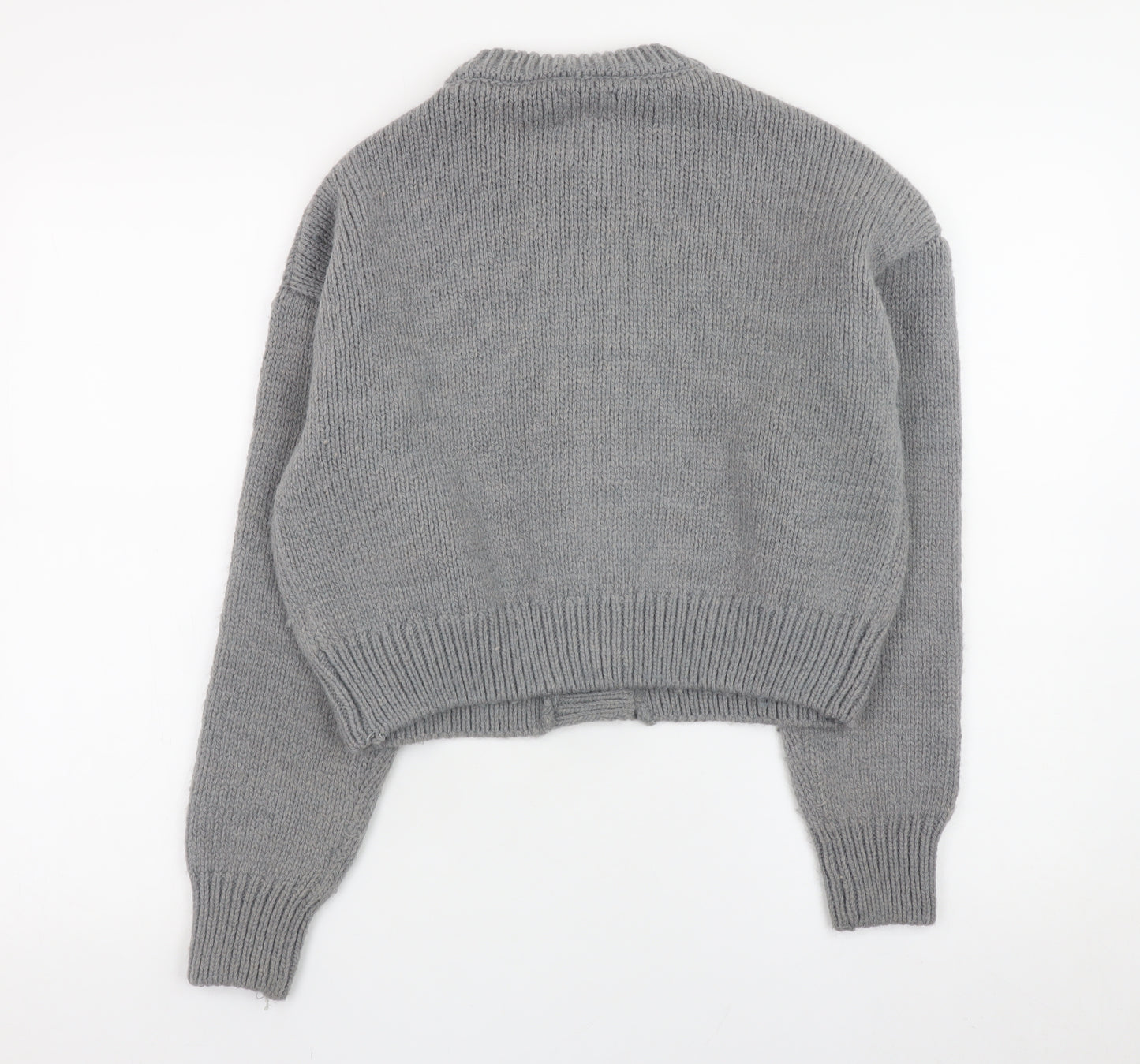 ASOS DESIGN Women Grey Chunky Knit Button Cardigan Size S