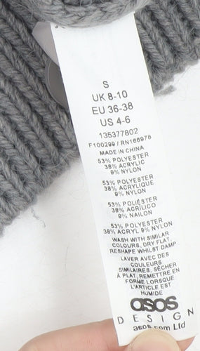 ASOS DESIGN Women Grey Chunky Knit Button Cardigan Size S