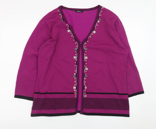 Roman Women’s Purple Beaded V-Neck Cardigan Size 18