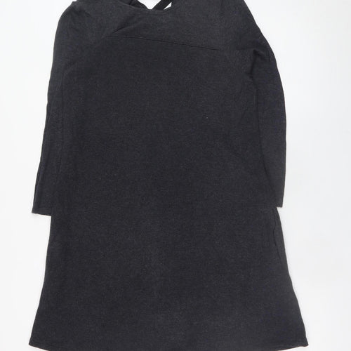 Monsoon Women Black Size 12 Shift Jersey Long Sleeve Knee Dress