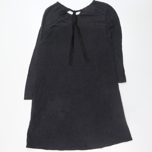 Monsoon Women Black Size 12 Shift Jersey Long Sleeve Knee Dress