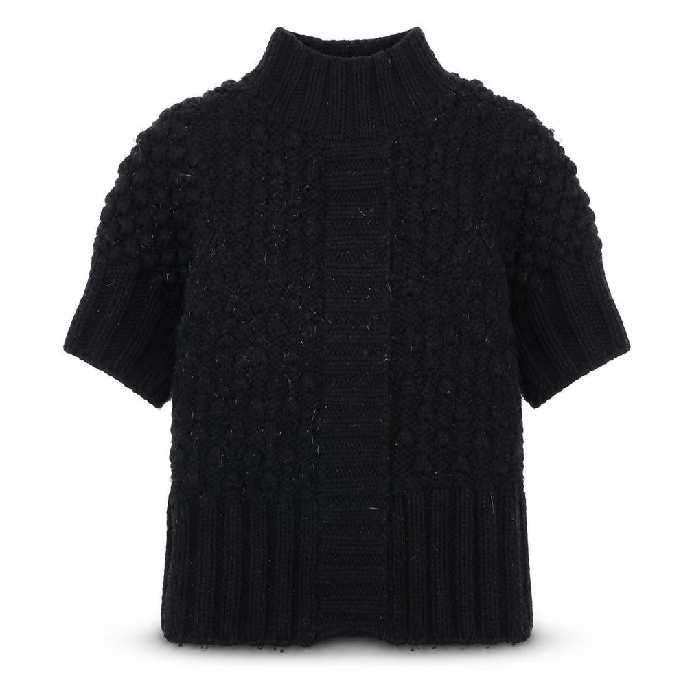 Front view of Ted Baker Women Black Wool Short Sleeve Mock Neck Jumper, size 10