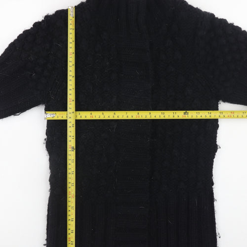 Ted Baker Women Black Wool Short Sleeve Mock Neck Jumper Size 10