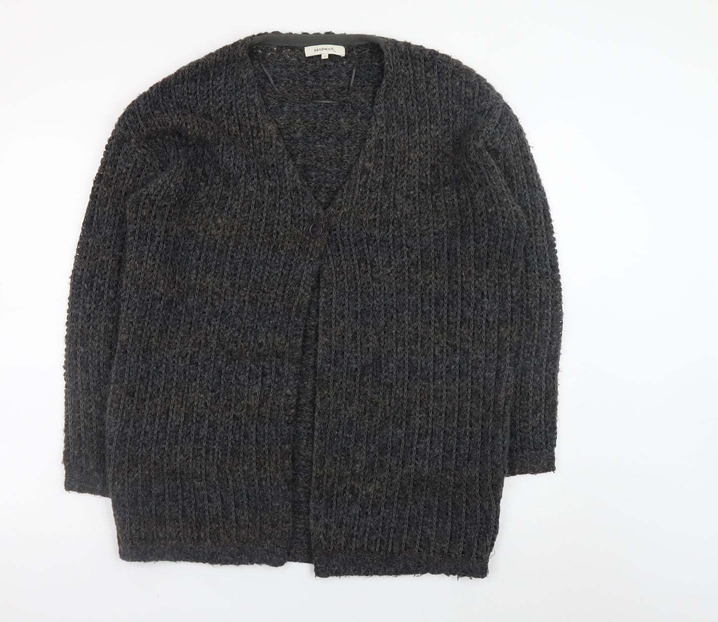 Sandwich Women's Grey Chunky-Knit V-Neck Cardigan Size S