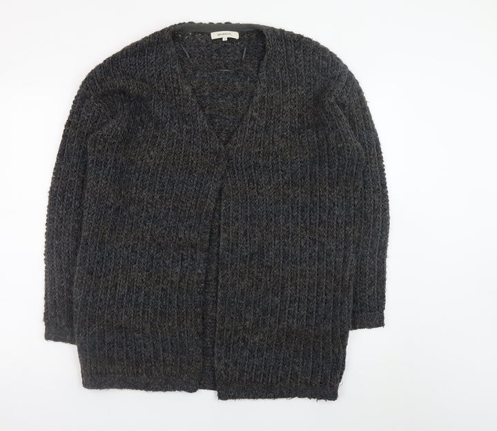 Sandwich Women's Grey Chunky-Knit V-Neck Cardigan Size S
