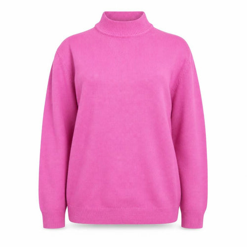 Damart Women Pink Mock Neck Acrylic Jumper Size L