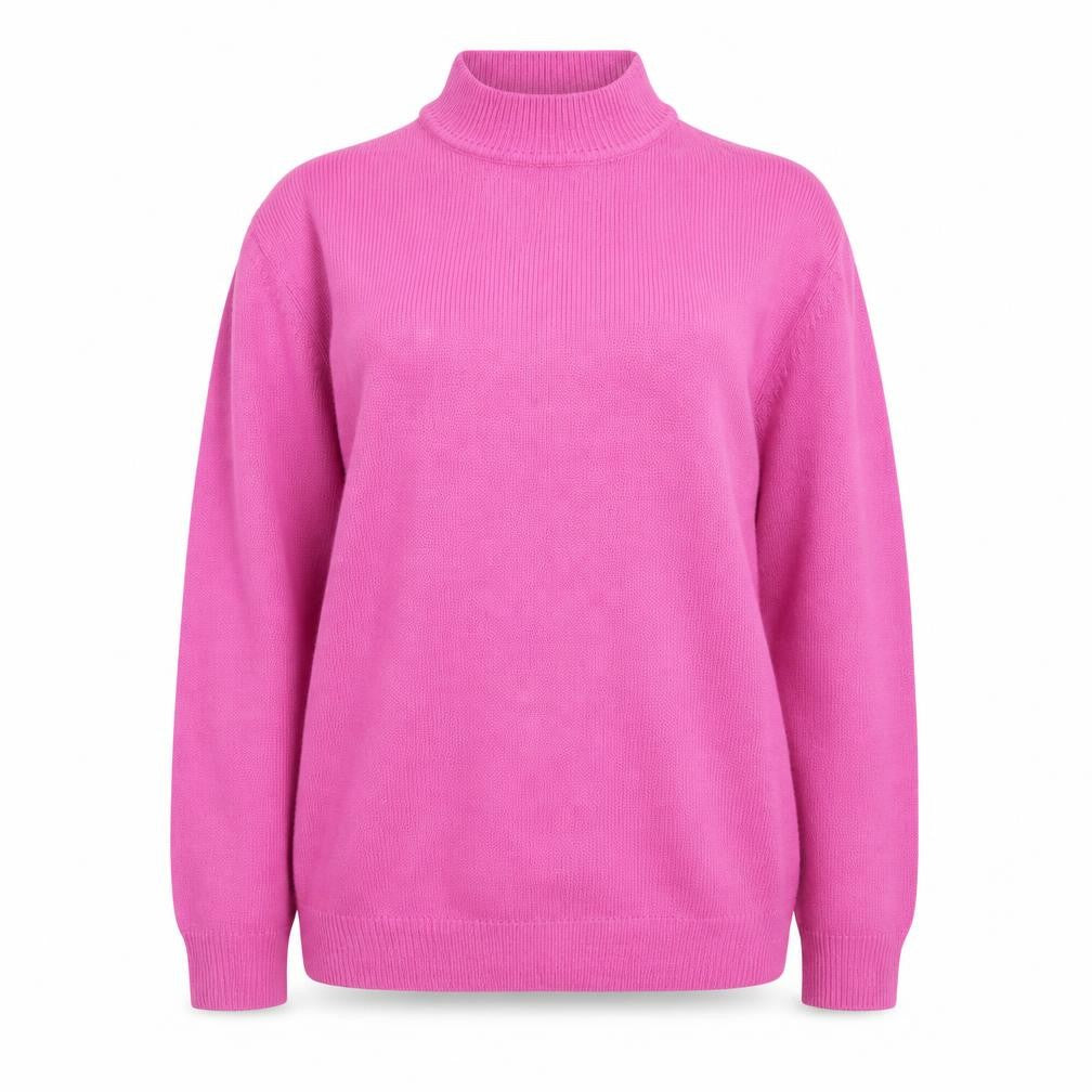 Damart Women Pink Mock Neck Acrylic Jumper Size L