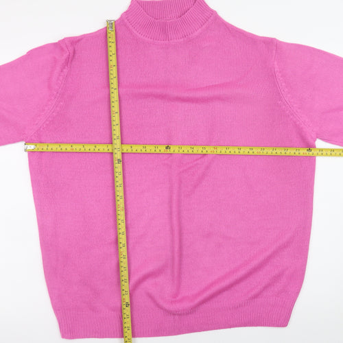 Damart Women Pink Mock Neck Acrylic Jumper Size L