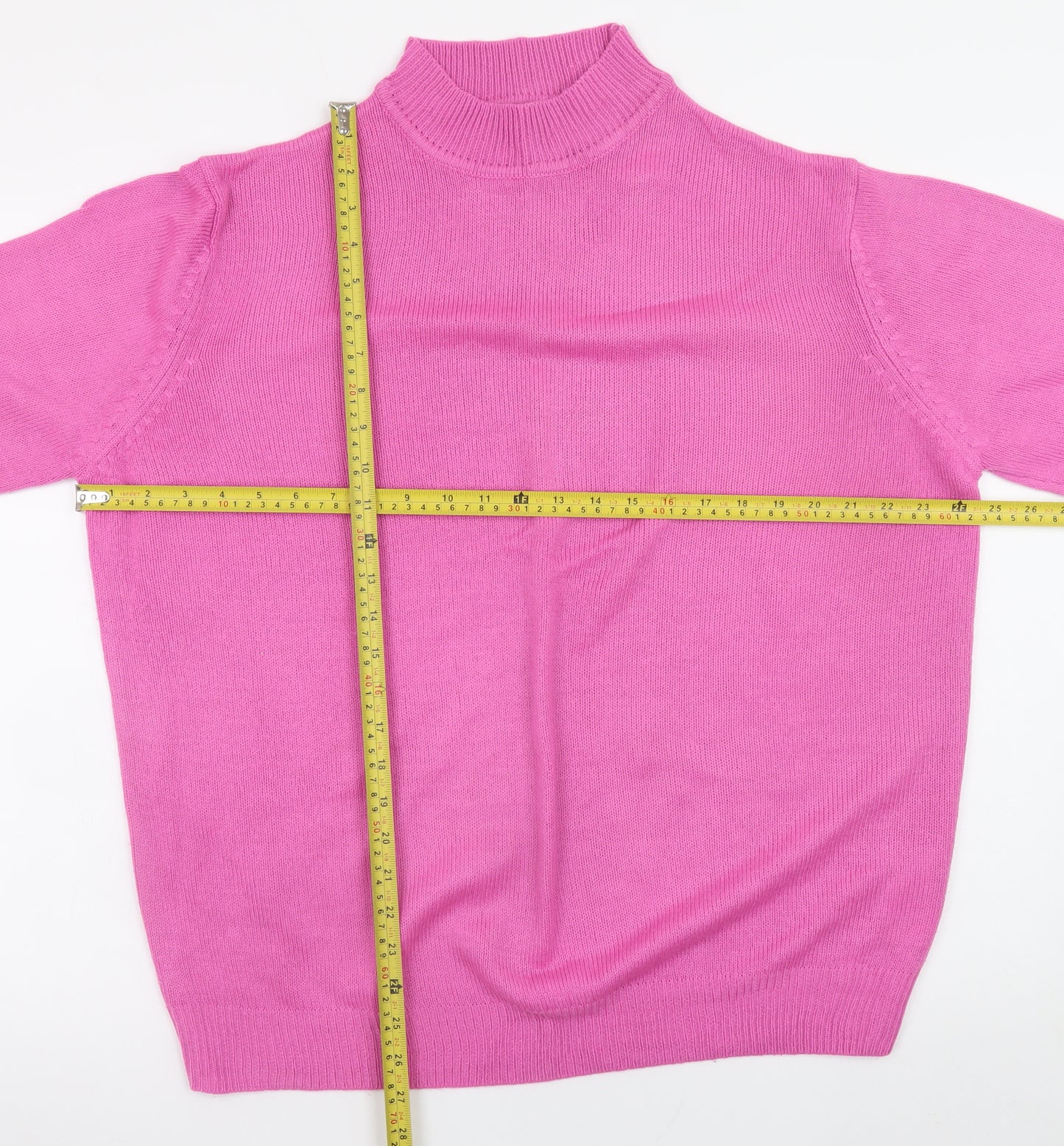 Damart Women Pink Mock Neck Acrylic Jumper Size L