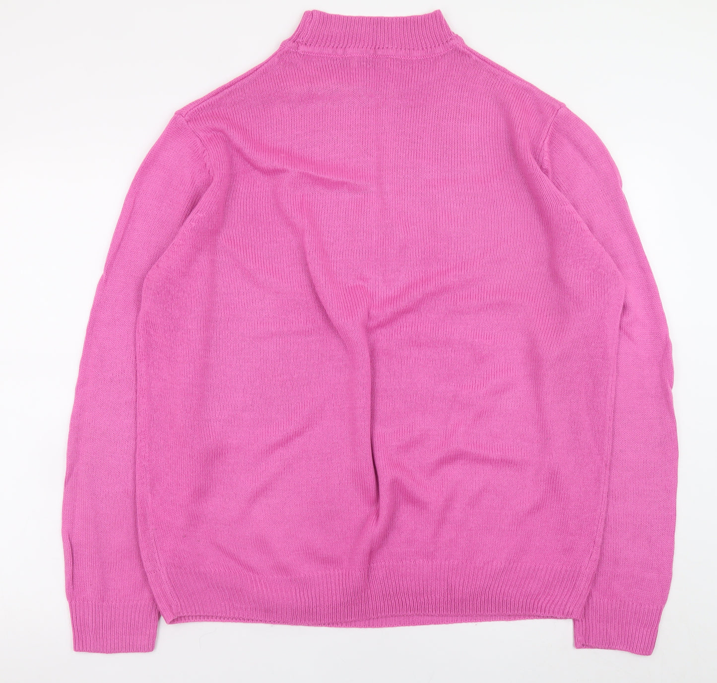 Damart Women Pink Mock Neck Acrylic Jumper Size L