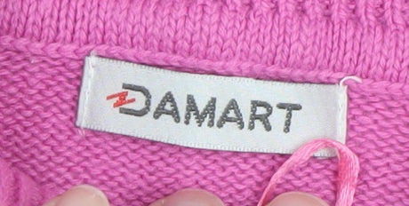 Damart Women Pink Mock Neck Acrylic Jumper Size L