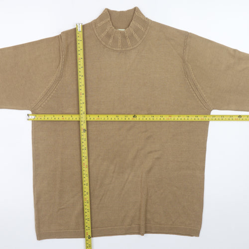 Orvis Women's Beige 100% Silk Mock Neck Long Sleeve Pullover Jumper M