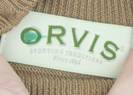 Orvis Women's Beige 100% Silk Mock Neck Long Sleeve Pullover Jumper M