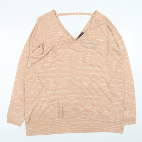 Marks and Spencer Women’s Beige V-Neck Relaxed Knit Jumper XL