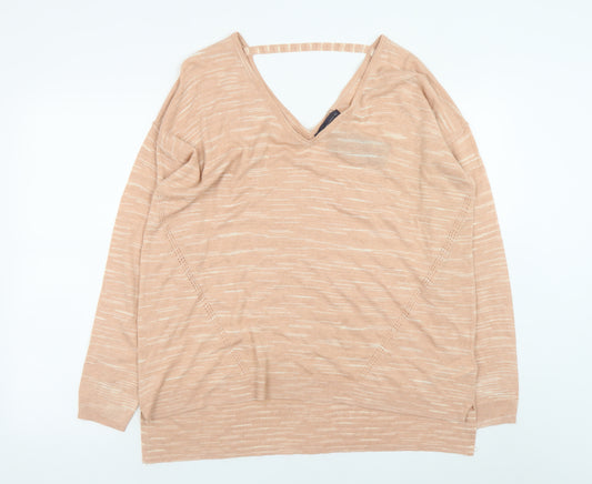 Marks and Spencer Women’s Beige V-Neck Relaxed Knit Jumper XL