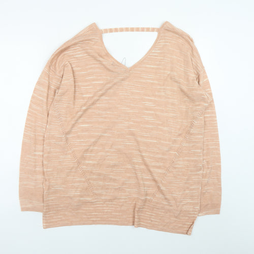 Marks and Spencer Women’s Beige V-Neck Relaxed Knit Jumper XL