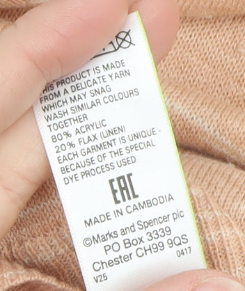 Marks and Spencer Women’s Beige V-Neck Relaxed Knit Jumper XL