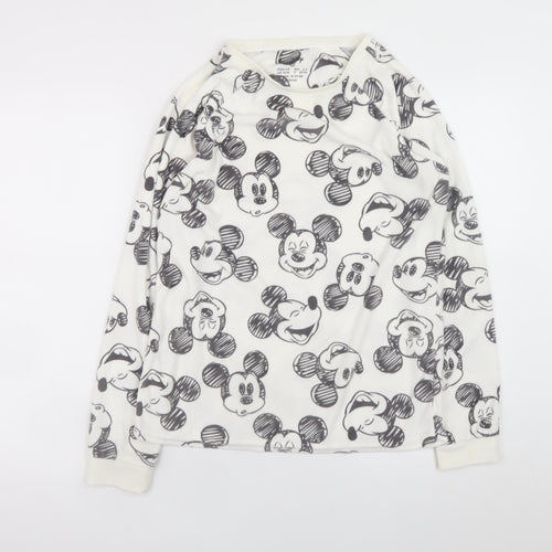 Disney Women’s White Mickey Mouse Fleece Pyjama Top XS