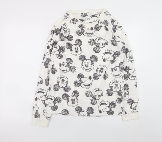 Disney Women’s White Mickey Mouse Fleece Pyjama Top XS